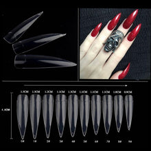 Load image into Gallery viewer, AORAEM 500pcs Stiletto Nail Tips Long Shape Clear Half Cover False Nail Art Tips 10 Size with Bag