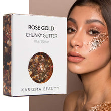 Load image into Gallery viewer, Rose Gold Chunky Glitter ✮ KARIZMA BEAUTY ✮ Festival Glitter Cosmetic Face Body Hair Nails

